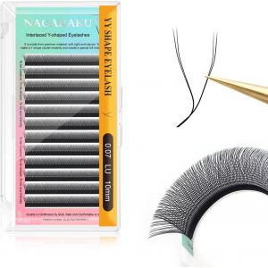 Kalanka-Yy Cils Extension 4d Y Lash Tissés En Croix À La Main Bouquet De Cils Volume Russe Faux Cils Naturel Premade Fans Préfait Ventilateur Wispies Cluster Eyelash Noir 12 Rows (0.07 Lu 10mm¿ - Neuf