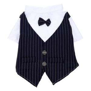 Robe Élégante Bleu Marine Pour Chiot - Costume Élégant Pour Mariages, Fêtes Et Occasions Spéciales - Neuf