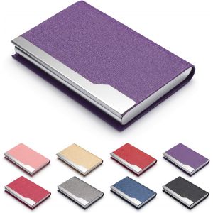 CAUC-Porte-cartes de visite pour femme, porte-cartes en métal, porte-carte fin, porte-cartes de visite pour homme et femme avec fermeture magnétique - Violet - Neuf
