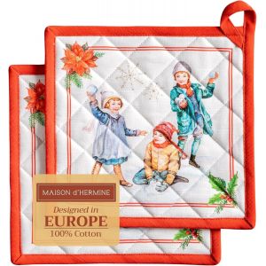 ERYI-Chromo Manique 100% Coton Avec Boucle Résistante À La Chaleur Pour Barbecue, Cuisson, Grillade, Micro-Ondes, Barbecue, Thanksgiving, Noël (20Cm X 20Cm) - Neuf