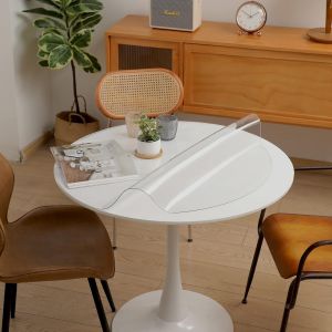 Eryi-Protection De Table Ronde Transparente Epais,Nappe Transparente Ronde Pvc,Protecteur De Table En Bois,Pour Cuisine, Salle À Manger, Extérieur (Épaisseur 1.5 Mm, Diamètre 80 Cm) - Neuf