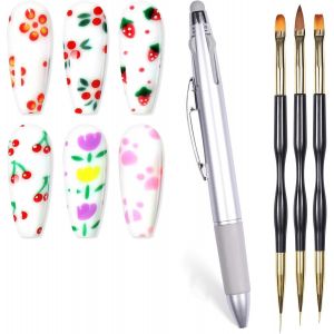 Kal-Lot De 5 Pinceaux De Pointillage Pour Vernis À Ongles En Gel Avec Pinceau Pour Extension D'ongles, Pinceau Pour Nail Art, Stylo À Pointiller Pour Nail Art - Neuf