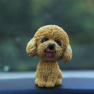 SANSH-Auto Aimable Chien Figurine Bouge la Tête Wobble Head Hocher Tête Jouet Tableau de Bord Décoration Chien en Hochant Tête Intérieur de Voiture Décoration (Teddy) - Neuf