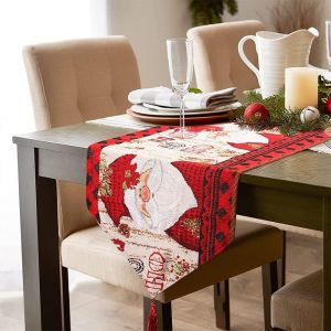 (180 X 32 Cm) Nappe De Noël, Décoration De Table De Noël, Bonhomme De Neige, Broderie De Noël, Décoration De Table De Noël Festive Pour Fêtes, Restaurants, Célébrations, Vacances, Décorations - Neuf