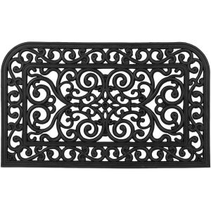 Gjfty-Paillasson Caoutchouc, 45x75 Cm, Antidérapant, Résistant, Caillebotis Extérieur, Tapis Entrée, Ornements, Noir - Neuf