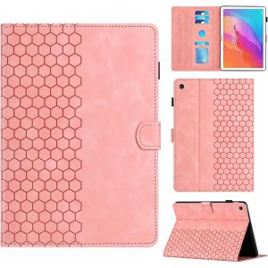 KAL-Coque Pour Huawei Matepad T10S 10.1"" Ags3-L09 Ags3-W09/Matepad T10 9.7"" Agr-L09 Agr-W09 Bo&icirc;tier Avec Support Avec Fente Pour Carte, Motif Hexagonal Structur&eacute; Housse En Similicuir, Rose - Neuf