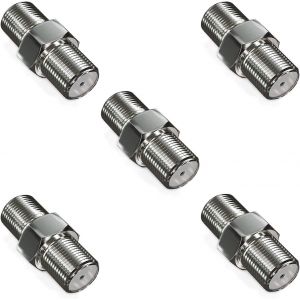 5 Pi&egrave;ces Sat Adaptateur Connecteur C&acirc;ble Coaxial Rallonger 2X F Femelle Nickel&eacute; pour C&acirc;ble Sat BK Installations - Neuf