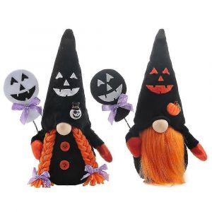 D&eacute;coration en peluche de gnome d'Halloween, poup&eacute;e sans visage avec chapeau sombre, poup&eacute;e Rudolph pour la d&eacute;coration de f&ecirc;te, D - Neuf