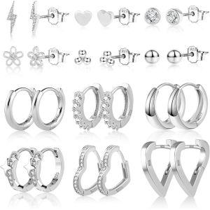 Kal-6 Pcs Boucles Doreilles Femme Acier Inoxydable Piercing Oreille Cartilage Helix, S925/Plaqué Or 14 Carats - Neuf