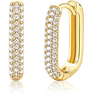 Kalhx-Boucles D'oreilles Créoles Pour Femme En Argent 925 Zirconium Cubique Géométrique Boucles D'oreilles Créoles Pendantes Pour Femme Bijoux - Neuf