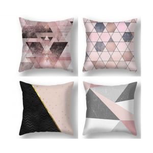 P40 Lot De 4 Taies D'oreiller En Peau De P&ecirc;che &Agrave; Motif Irr&eacute;gulier 45 X 45 Cm - Neuf