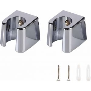 TZF-Lot de 2 supports de pommeau de douche argentés - En ABS - Avec vis - Compatible avec la plupart des douches - Neuf
