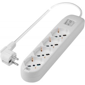 - PP2507XL Multiprise &Eacute;lectrique 250V 4 Prises - Prises Pluristandard P40 - Fiche Gain de Place Single Franco/Allemande Grande 16A 2P+T - Neuf