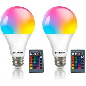 Ampoule Led Rvb, Ampoules &Agrave; Couleur Changeante Avec T&eacute;l&eacute;commande, Rgbw Blanc Chaud 5 W E27 Culot &Agrave; Vis, Ampoule De Lumi&egrave;re D'ambiance - 16 Choix De Couleurs (Lot De 2) - Neuf