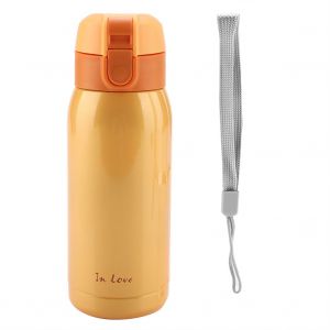 Hjlian Bouteille Isotherme En Acier Inoxydable De 350 Ml, Ideale Pour Le Bureau Ou Les Voyages (Orange) - Neuf