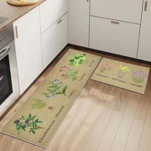 Eryi-Lot De 2 Tapis De Sol Anti-Fatigue Pour Décoration De La Maison Et Du Bureau - Imperméables, Antidérapants Et Confortables (Motif Floral C, 40x60+40x120cm) - Neuf