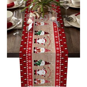 Table De No&euml;l Coureur, Rustique P&egrave;re No&euml;l Rouge &Agrave; Carreaux Table Runner - Neuf