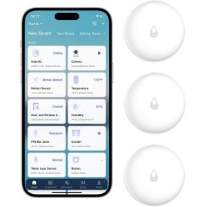 Capteur Inondations 3-Pack, Nécessite Hub, Détecteur D'Inondations Sans Fil Pour Système D'Alarme Et Domotique Intelligente, Alarme De Capteur D'Eau Pour Cuisine Salle De Bain Sous[MAT790391] - Neuf