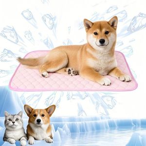 Tapis Rafraichissant Chien, Tapis De Refroidissement Pour Pet, Tapis De Glace Auto-Refroidissant Pour Chats, Chiots, Maison Et Voyage, 70 X 55 Cm, L, Rose - Neuf