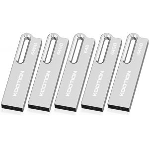 ChenQuanSarl-5 Lot Clé Usb 2.0 64 Go En Métal Avec Porte-Clés - Étanche Jump Drive Memory Sticks Pour Ordinateur/Ordinateur Portable - Sauvegarde De Stockage (Argent) - Neuf