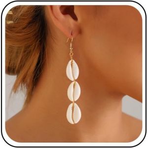 Kal-Boucles D'oreilles Boho En Forme De Cauris Boucles D'oreilles Longues En Coquillage Boucles D'oreilles Pendantes En Coquillage Naturel Boucles D'oreilles D'été En Forme De Cauris Boucles - Neuf