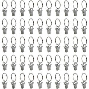 50 Pièces Anneaux Rideaux avec Pince,Pinces à Rideaux,Clip Rideau pour Rideau de Douche,pour Draperie,Pince Rideau Douche,Photo - Neuf