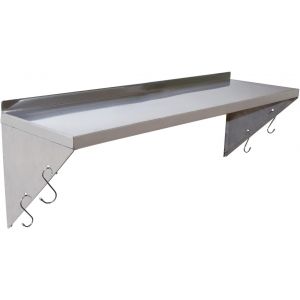 Étagère Murale En Acier Inoxydable Pour Cuisine, Salle De Bain, Douche, Résistant À La Corrosion, Avec 5 Crochets (60 X 30 Cm) - Neuf