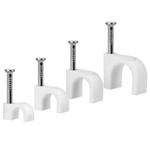 LIUW-Cavalier Cable Electrique, Fixation Cable Electrique Clip Cable, Attache Cable Mural Attache-Câble Ronde Avec Clou En Acier 4Mm 6Mm 8Mm 10Mm Pour Accroche Cable Meuble 400Pcs - Neuf