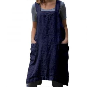 Tablier En Coton Et Lin, Croisé Dans Le Dos Pour Femme, Avec Poches, Robe Chasuble Pour La Pâtisserie Et La Cuisine - Neuf