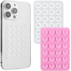 Kalanka-Lot De 2 Supports De Téléphone Portable En Silicone Double Face - Ventouses Extra Solides - Antidérapant - Pour Tous Les Modèles De Téléphones Portables (Blanc, Rose) - Neuf