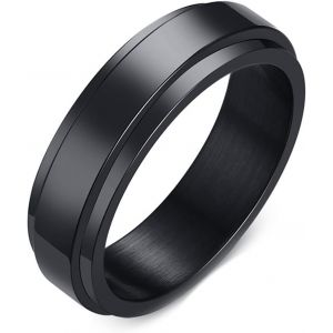 Trahoo-Bague Tournante Anti Stress, 6mm Bague Tournante Poli Argent/Noir/Or/Or Rose Acier Inoxydable Homme Bague Rotative - Neuf