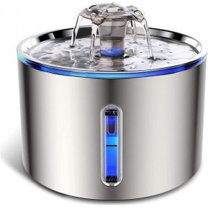 Fontaine À Eau Pour Chat , 2.5l, Inox, Silencieuse, Anti-Séchage, Filtre À Charbon Actif - Neuf