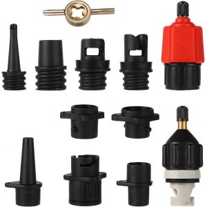 Letnerny-12pcs Adaptateur De Pompe Sup Gonflable, Gonflage Rapide Adaptateur De Pompe Pour Planche &Agrave; Pagaie 2 Adaptateurs De Valve Sup Avec 9 Buses De Valve D'air Pour Bateau Gonflable Kayak - Neuf
