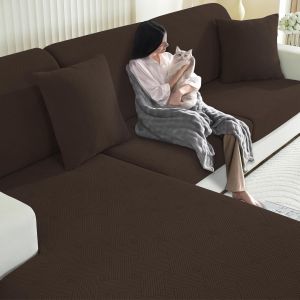 Uaa-Housse Coussin Canapé Extensible, Housse Assise Canapé Antidérapante, Universelle Housse Coussin Canape, Protection Meubles Couvre Pour Canape(3 Places, Café Foncé) - Neuf