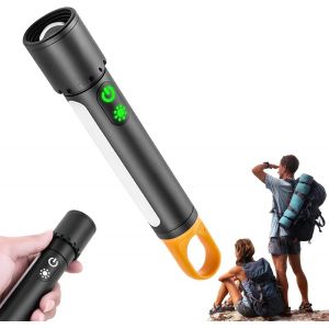 Lampe De Poche D'extérieur, Lampes De Poche À Lumens Élevés | Lampe De Poche Zoomable,Lampe De Poche Lumineuse Longue Portée Avec Crochet Magnétique Et Lumière Latérale, Lampe De Poche Multifonction - Neuf