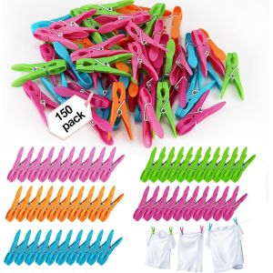 SUBZONAL-150 Pi&egrave;ces Pinces &agrave; Linge en Plastique Kit, Pinces &agrave; Linge Ext&eacute;rieur Solides, Coupe-Vent et Antirouille &eacute;pingles &agrave; Linge, pour Underwears et V&ecirc;tements, Serviettes - Neuf