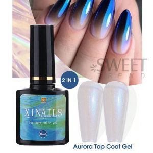 Vernis &Agrave; Ongles Gel Aurora, Couche De Finition, Perle Iris&eacute;e, Laque &Agrave; Tremper, Scellant, Effet Sir&egrave;ne, Uv Led, 8ml.Atc03. - Neuf