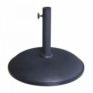 Base De Parasol Ronde En Ciment - Marbueno Summer - 45x36 Cm - 20 Kg - Noir - Compatible &Oslash;30/35/38 Mm - Design Moderne - Neuf