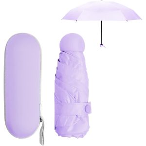 Parapluie Pliant Mini Pour Femme Homme Enfant, 6 C&ocirc;tes Petit Compact Parapluies De Poche Solide Avec &Eacute;tui, &Eacute;tanche R&eacute;sistant Vent Parapluie Solaire Anti Uv,Portable Umbrella Pour Voyage - Neuf