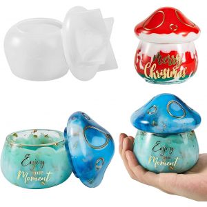Resin Moule Silicone Resine Epoxy Moulle Bo&icirc;te A Champignon Resine Epoxy Moule Bo&icirc;te A Bijoux Resine Epoxy Moule De Bouteilles Pour Bouteille De Stockage Moulage Bougeoirs Cadeaux - Neuf