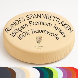 Ulteronixshop-Drap-housse rond en jersey de qualit&eacute; sup&eacute;rieure 100 % coton pour lit &agrave; sommier tapissier rond et lit &agrave; eau &iquest; Matelas rond &iquest; Hauteur jusqu'&agrave; 40 cm (sable/naturel) - Neuf