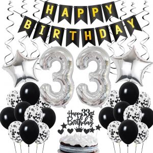 AYUHR-Décoration 46e anniversaire, déco anniversaire 46 ans hommes, déco 46e anniversaire homme, déco 46 ballon noir et argent, déco ballon fête 46e anniversaire, déco 46e anniversaire homme femme - Neuf
