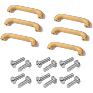 Lbgwp60-6pcs Poignées D'armoire En Bois De Hêtre Avec Vis¿Bouton De Tiroir De Porte En Hêtre¿ Pour Cuisine Armoire Commode (Longueur Totale 140mm,Couleur Bois) - Neuf