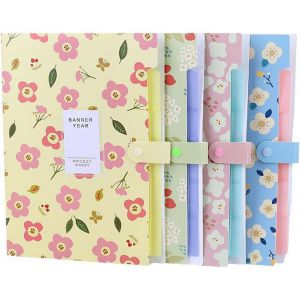 4 Pi&egrave;ces Extensible Pochettes Pour Documents, A4 Organisateur De Documents, Trieur Document 5 Compartiments Portable, Accord&eacute;on Classeur Organisateur Documents Avec 4 Autocollants(Fleur) - Neuf