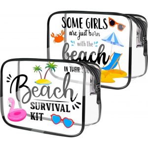 TIANYI-2 pcs Trousse de Toilette Transparente, Trousse de Toilette Voyage, Thème d'été Style de Conception, pour Conserver Les Cosmétiques Liquides, Trousse Avion pour Liquides Femmes & Hommes, 20 * - Neuf