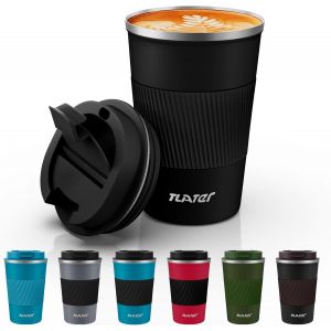 Mevronisshop-Tasse À Café To Go - 380 Ml - Gobelet Isotherme - Avec Couvercle Anti-Fuite - Double Paroi - En Acier Inoxydable - Pour Café Et Thé - Noir - Neuf