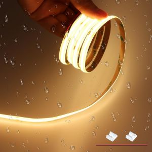 6m Ruban Led Cob 24v 4000k Blanc Naturel Ip65 &Eacute;tanche 320leds/M, Cri 93+ Sans Point 8mm Autocollante D&eacute;coupable Bande Led Pour Chambre, Armoires, Camion (Sans Alimentation) - Neuf