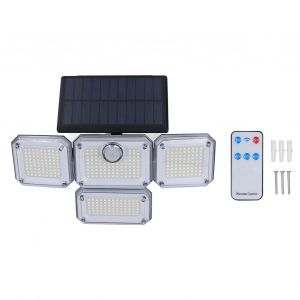 Xyong Lampadaire Solaire D'exterieur A 4 Tetes Rotatives, Flexible Et Pliable, Ip64, Resistant A La Chaleur - Neuf