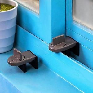 Lot de 2 verrous de sécurité pour porte coulissante et butée de fenêtre coulissante en fonte grise - Neuf