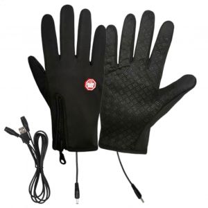 Gants d'hiver Chauff&eacute;e Compl&egrave;te de Doigt Imperm&eacute;able &agrave; l'eau Mitaines &eacute;cran Tactile USB Chauff&eacute;e Mitaines Pour l'&Eacute;quitation de Course de Ski Noir XL - Neuf